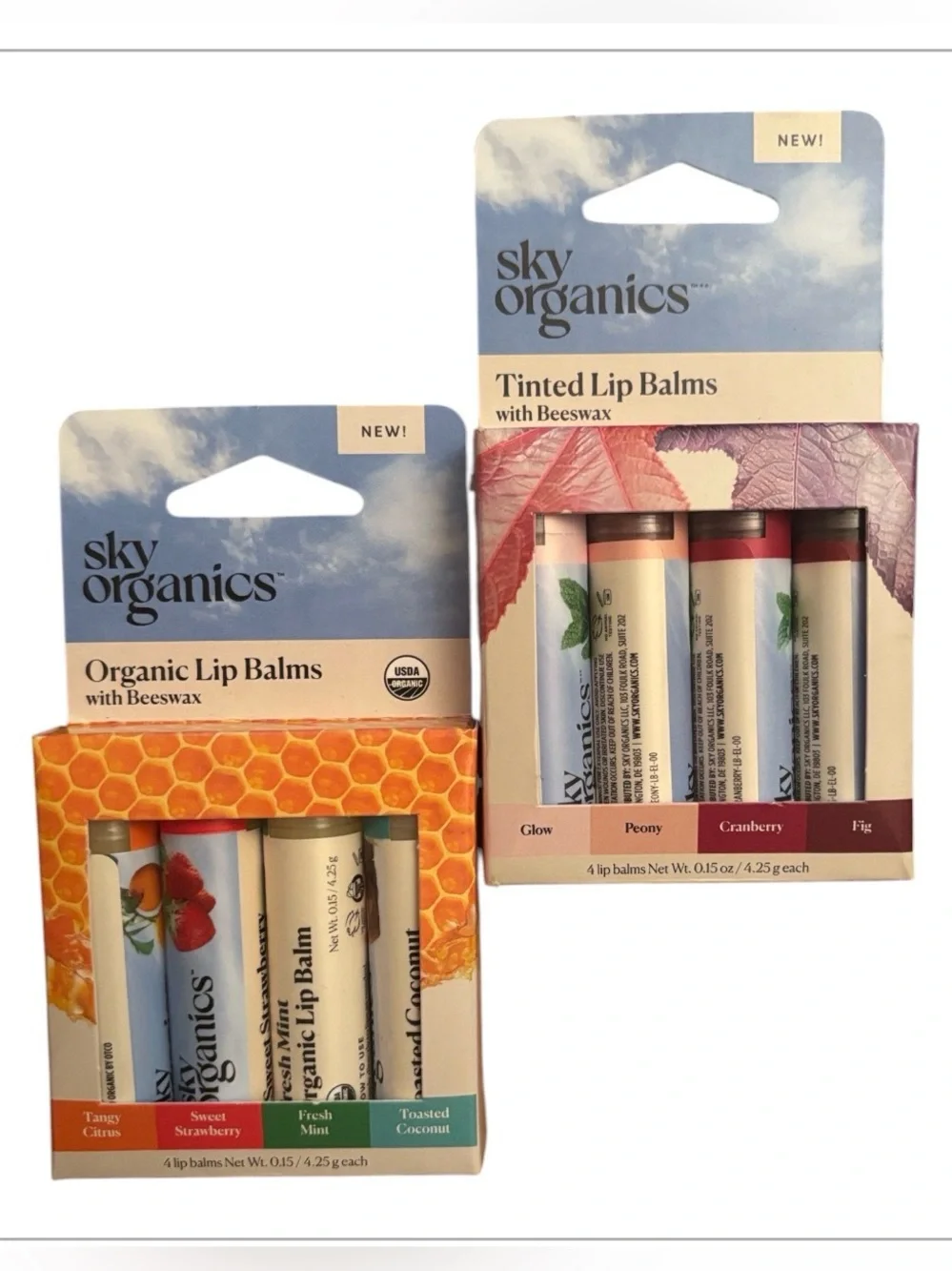 Sky Organics Bundle | NEW Organic Lip Balms W Beeswax NEW Tinted Lip Balms NWT 2
